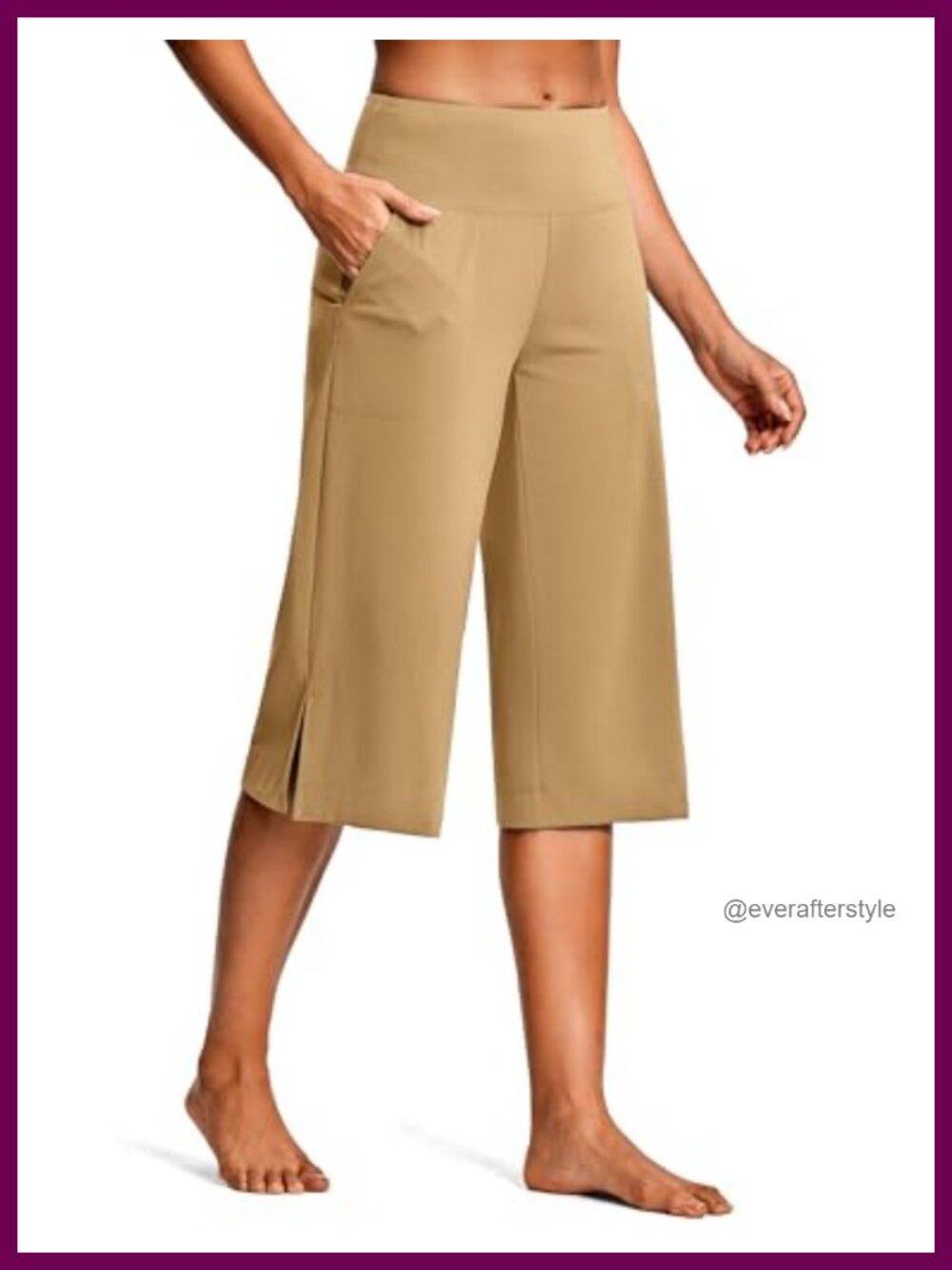 Wide Leg Yoga Capri Pants Women High Waist Tummy Control Pockets